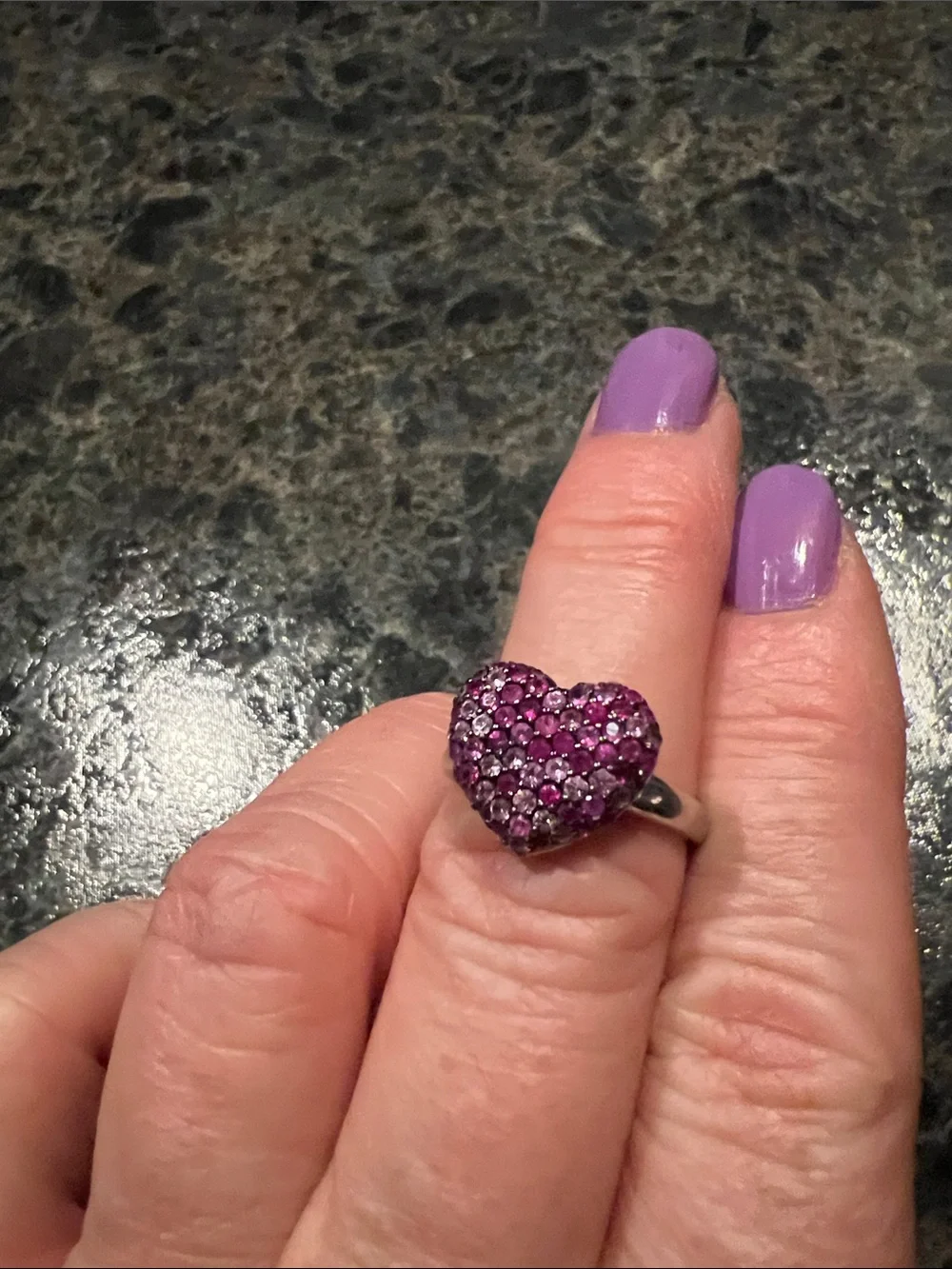 EFFY Pink Sapphire Heart Ring Sterling Silver Cluster Ring Size 7 Fine Jewelry